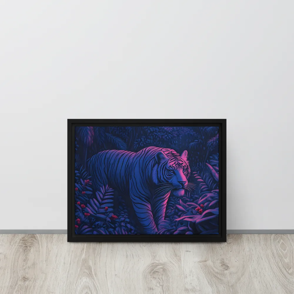 Mystic Prowler: The White Tiger in the Jungle | Canvas with Black Frame | 12″×16″
