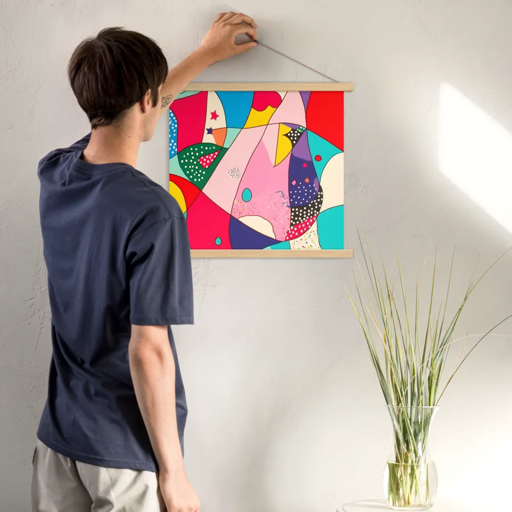Playful Geometry in Color | Poster With Oak Wood Hanger | 18″×18″