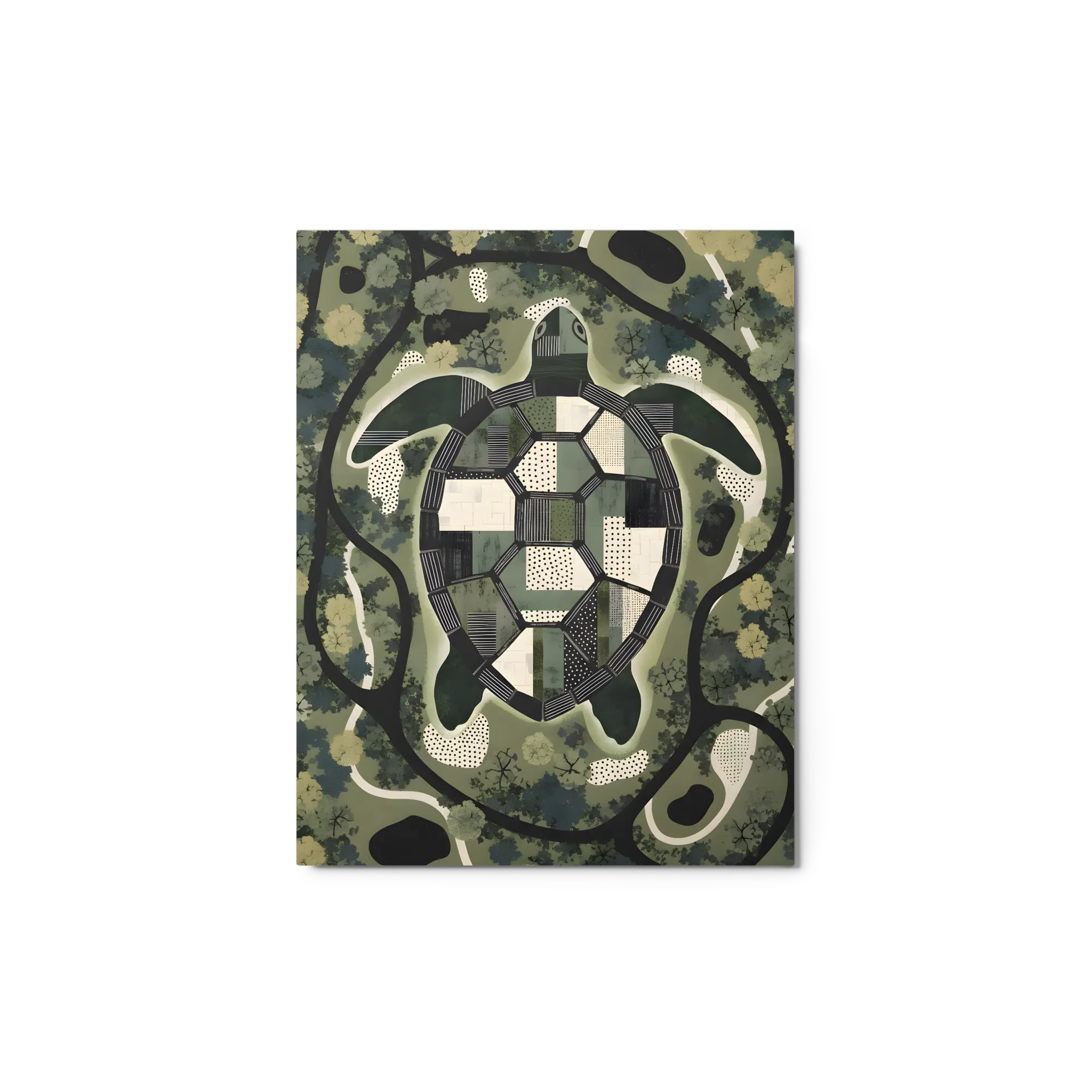 Patchwork Turtle 
 Metal Print | 11″x 14″