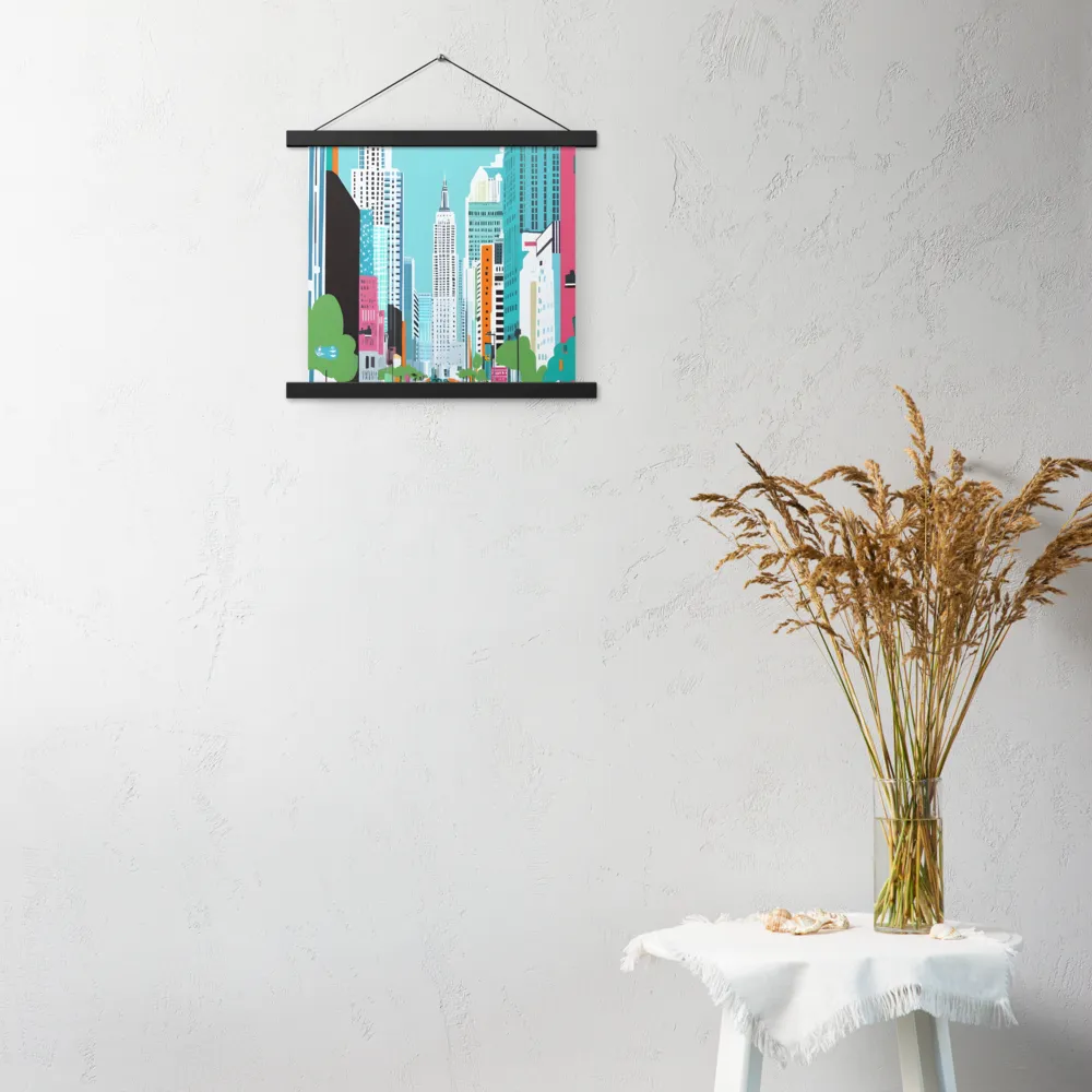 Urban Symphony: A Modern Cityscape | Poster With Black Wood Hanger | 14″×14″