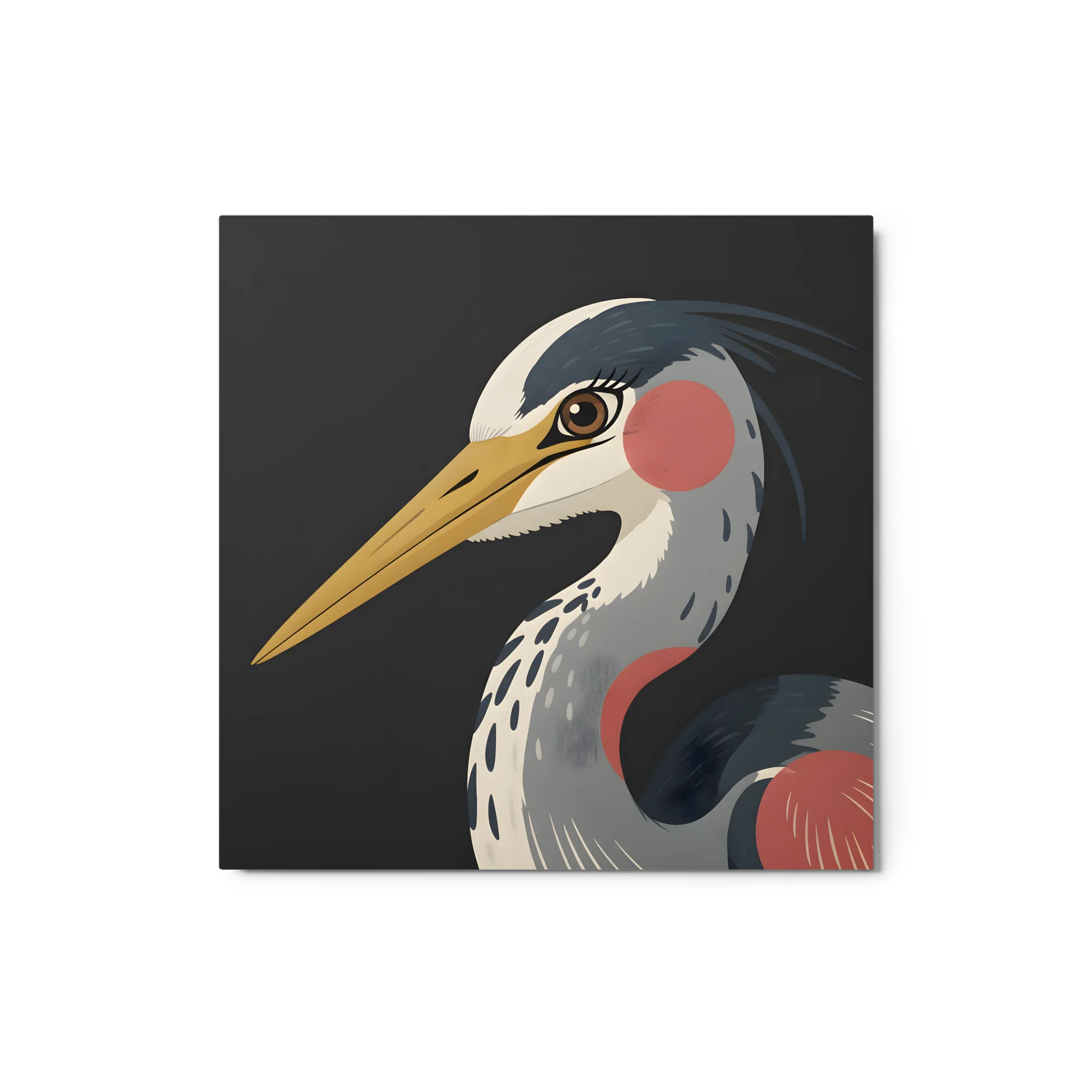 Heron Profile 
 Metal Print | 12″x 12″