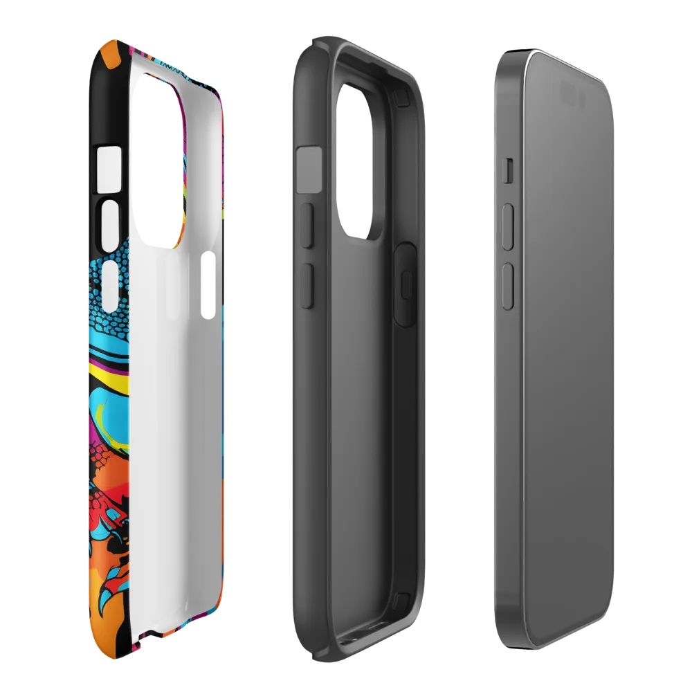 Colorful Encounters: The Playful Geckos | Phone Case |  14 Pro | Tough Case | Glossy