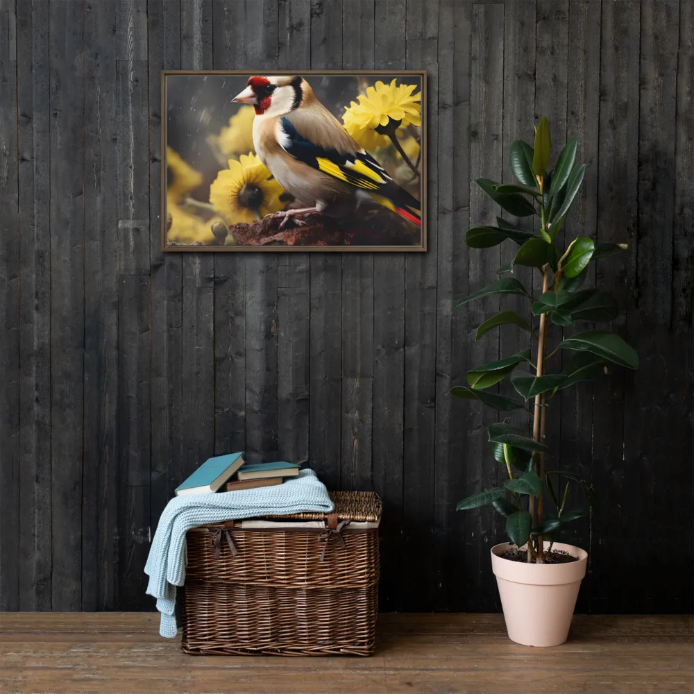 Harmony in Nature: A Goldfinch Amidst Blooms