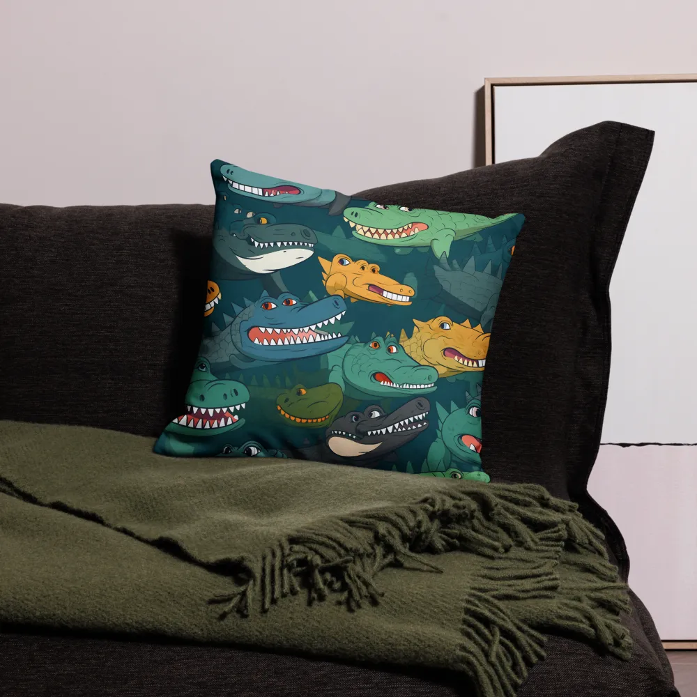 Cheerful Crocodilian Parade | Pillow Case | 18″×18″