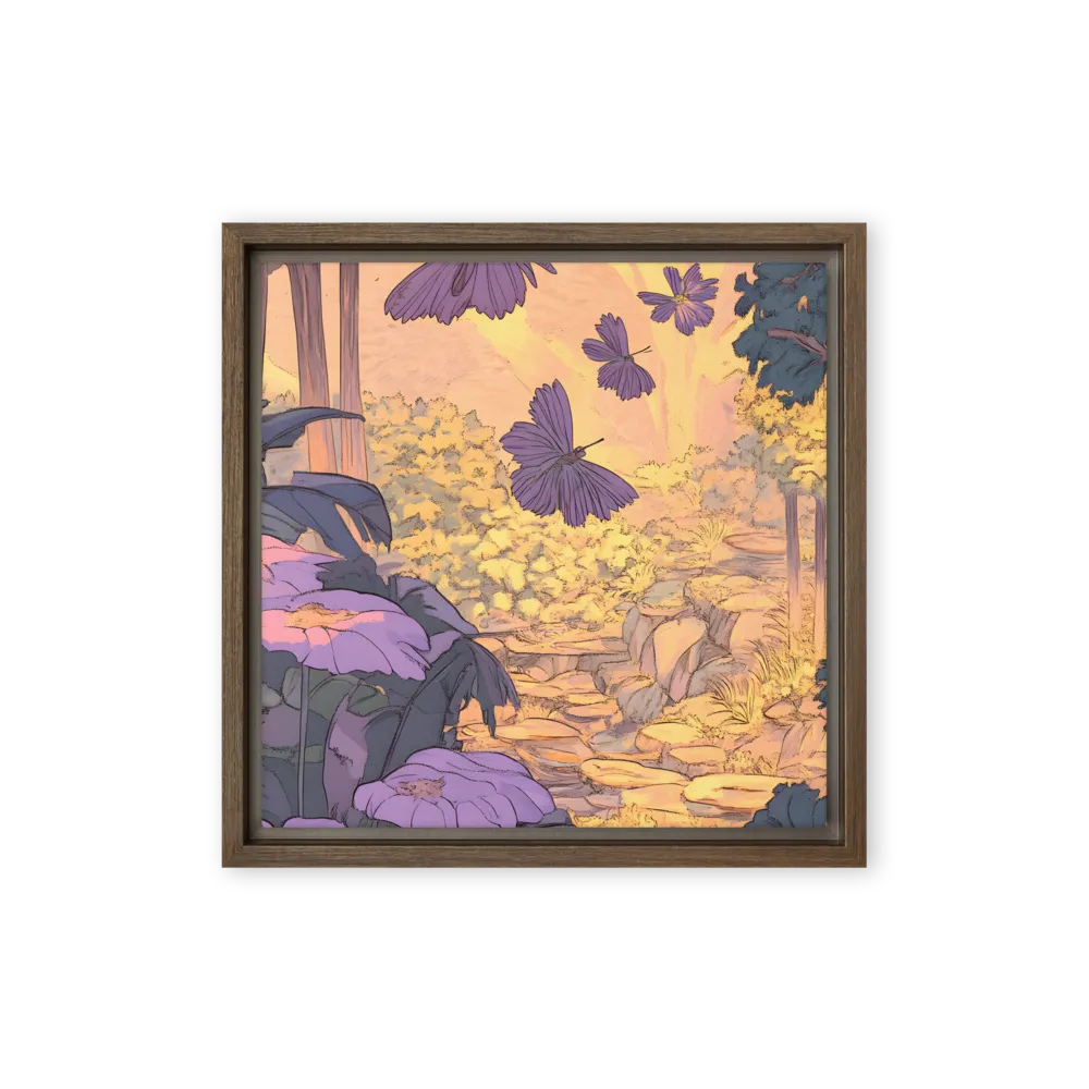 A Serene Dance of Butterflies | Canvas with Brown Frame | 12″×12″