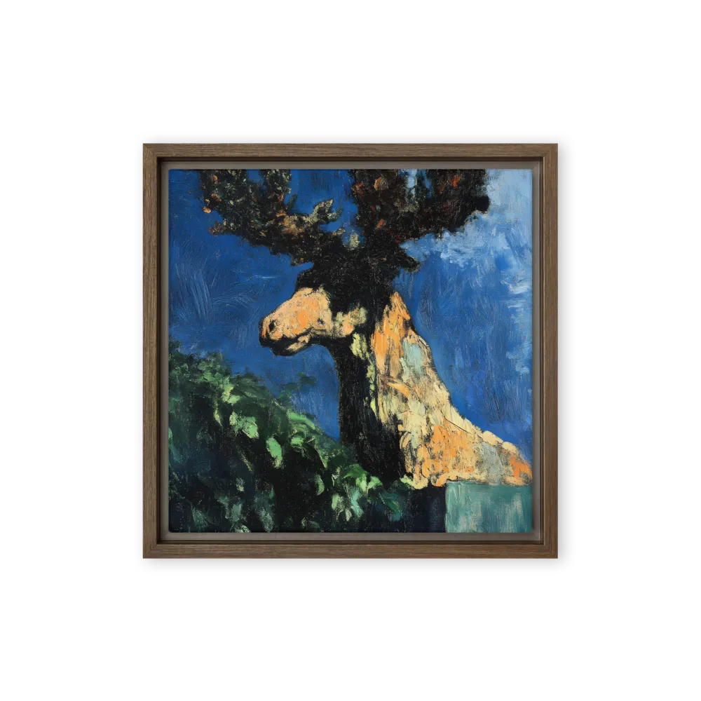 The Majestic Deer in Nature | Canvas with Brown Frame | 12″×12″