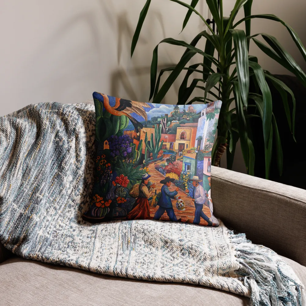 A Mosaic Journey Through Colorful Landscapes | Pillow | 18″×18″