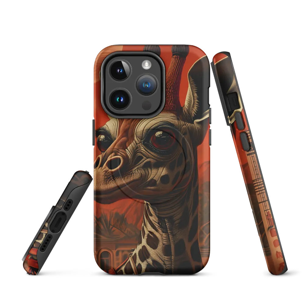 Whimsical Giraffe in an Orange Dreamscape