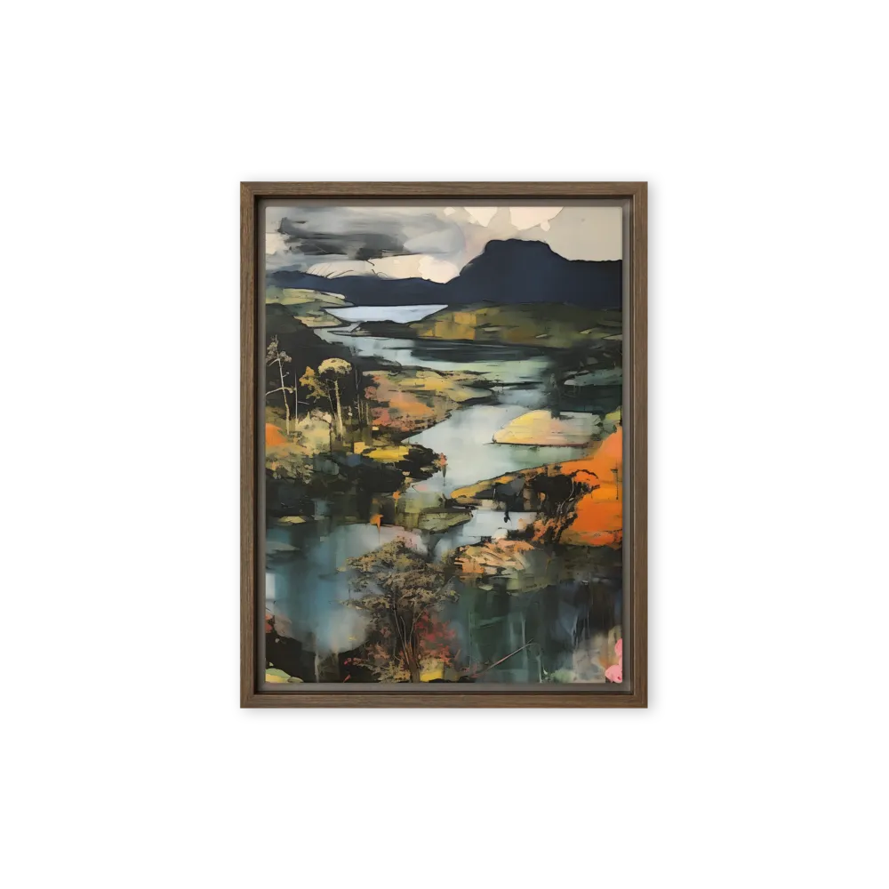 Harmony of Nature: An Abstract Journey | Canvas with Brown Frame | 9″×12″
