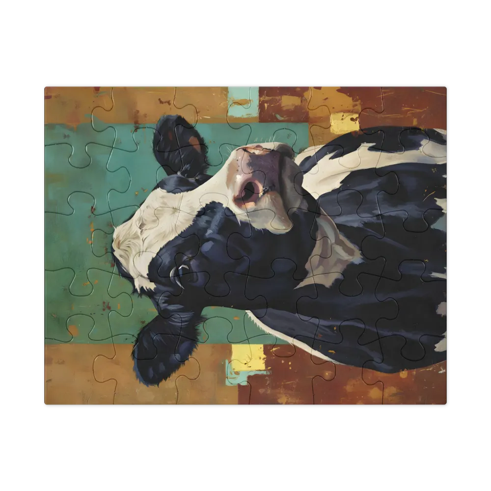 Curious Cow Portrait 
 Jigsaw Puzzle in Tin Box