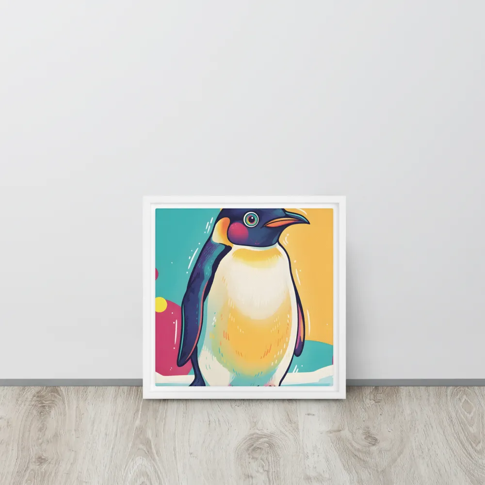 Colorful Penguin 
 Canvas with White Frame | 12″x 12″