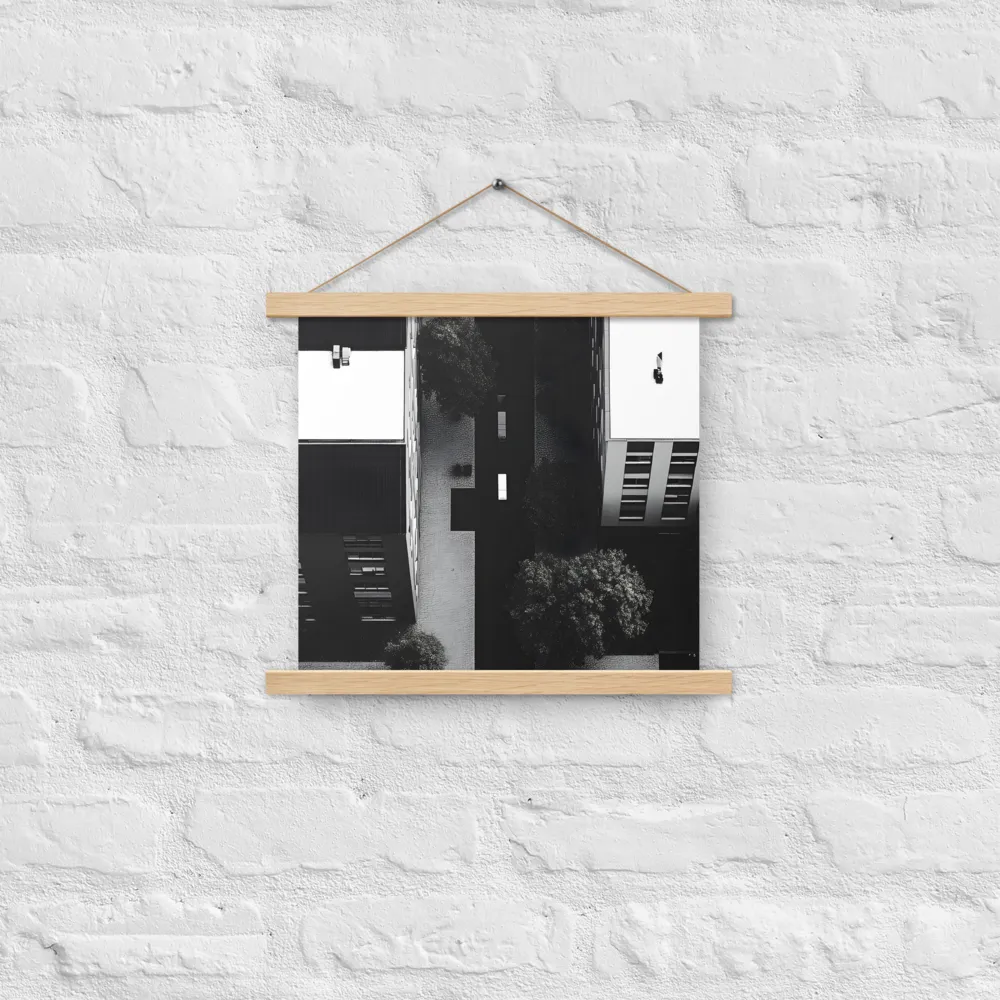Urban Serenity from Above | Poster With Oak Wood Hanger | 14″×14″