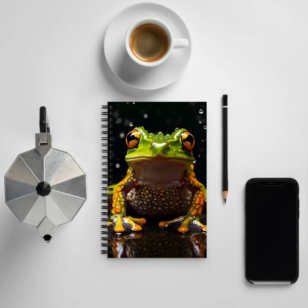 Emerald Elegance: The Frog in Focus | Spiral Notebook