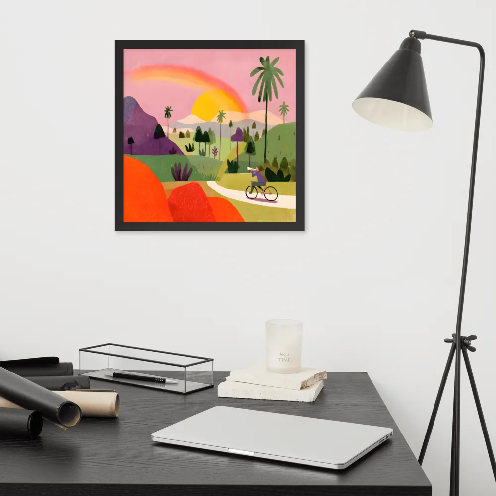 Sunlit Bicycle Ride 
 Poster with Black Frame | 16″x 16″