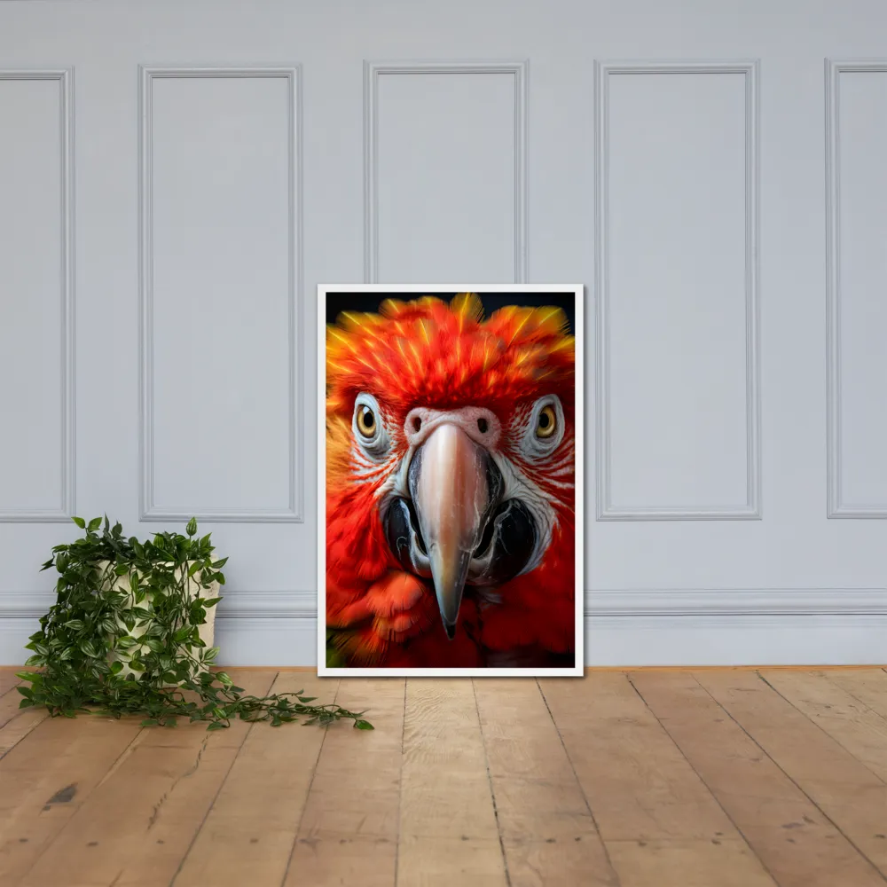 The Fiery Gaze of the Parrot | Poster with White Frame | 24″×36″
