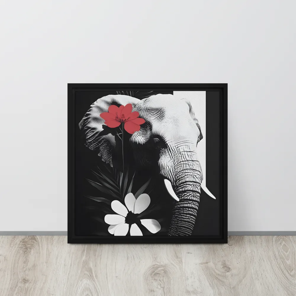Elephant Harmony | Canvas with Black Frame | 16″×16″