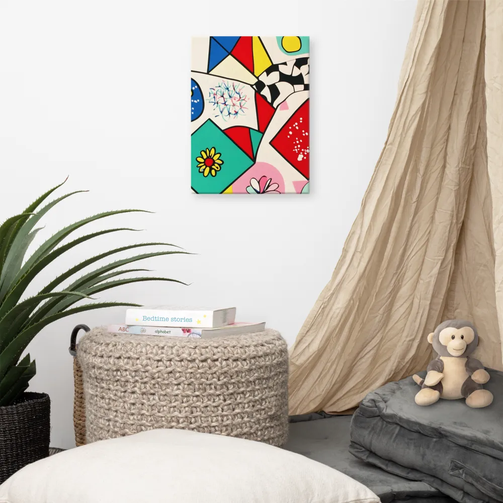 Joyful Geometry: A Playful Dance of Shapes and Colors | Canvas | 12″×16″