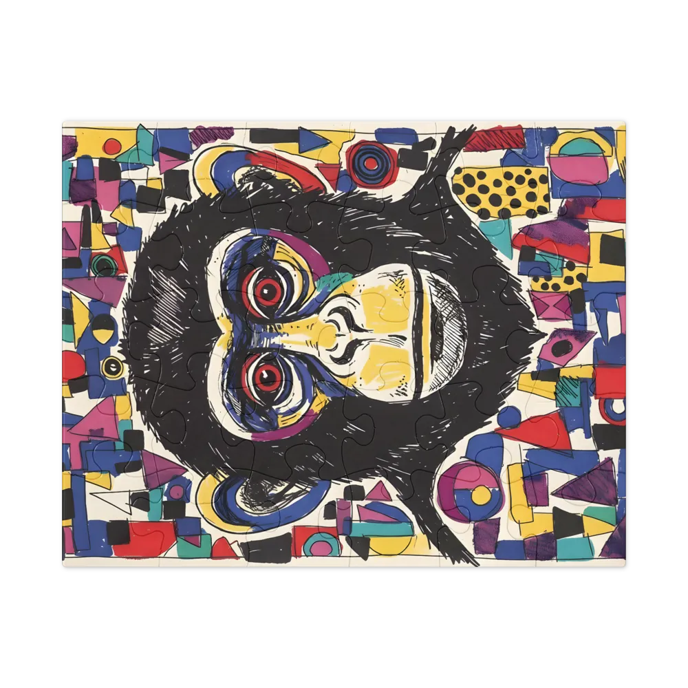 Colorful Chimp Portrait 
 Jigsaw Puzzle in Tin Box