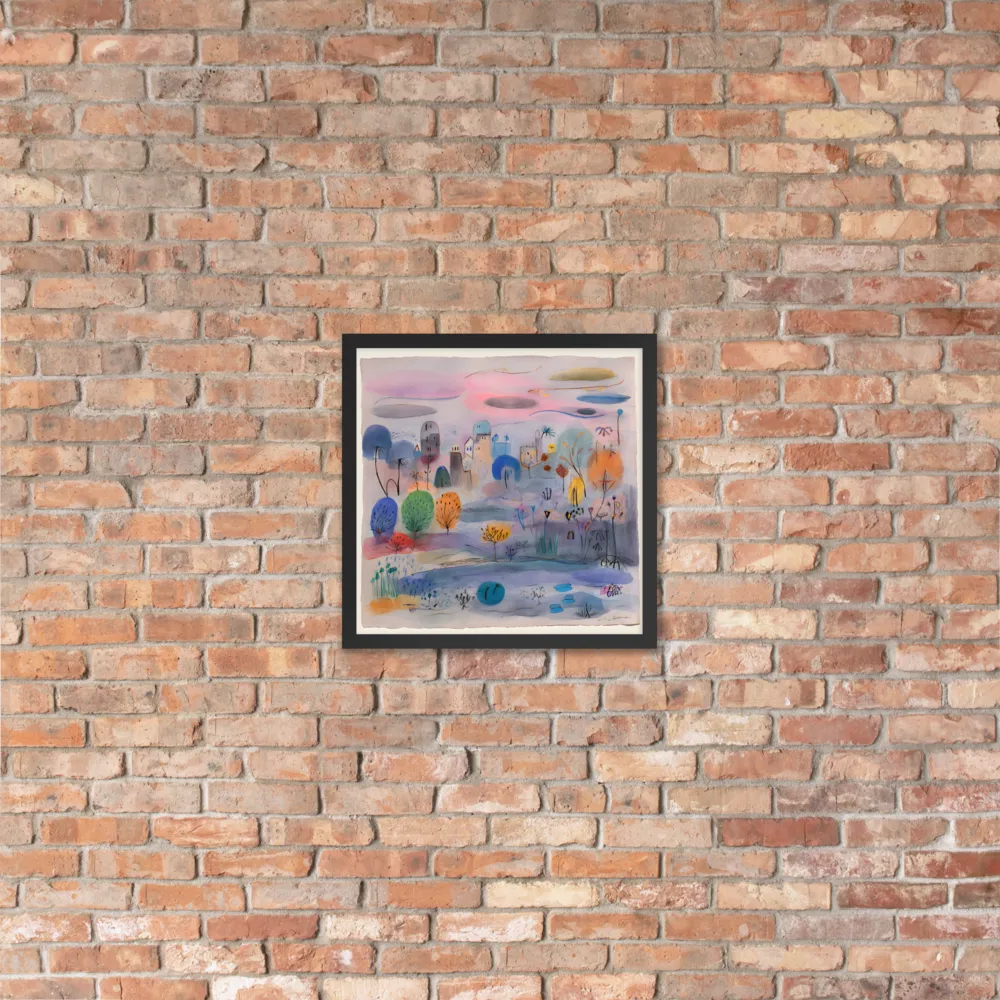 Dreamscape Village 
 Poster with Black Frame | 16″x 16″