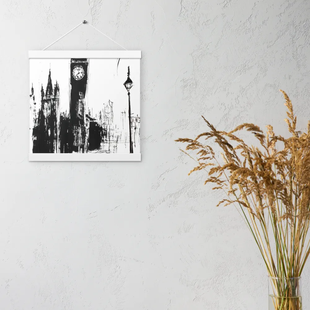Clock Tower in Motion | Poster With White Wood Hanger | 12″×12″