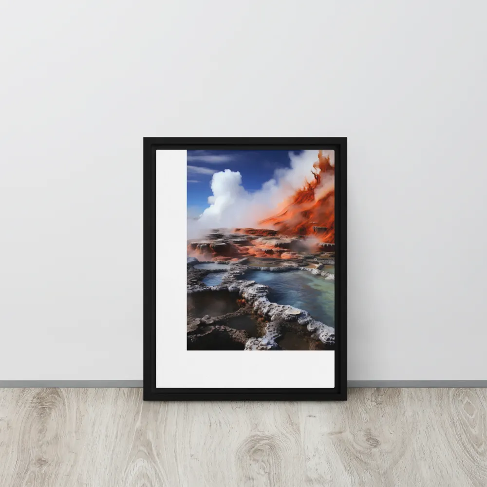 Nature's Fury: The Volcano's Expression | Canvas with Black Frame | 12″×16″