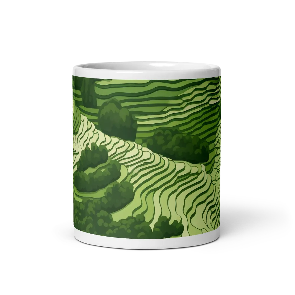 Waves of Green: An Abstract Landscape | Mugs | Multiple Sizes & Colors