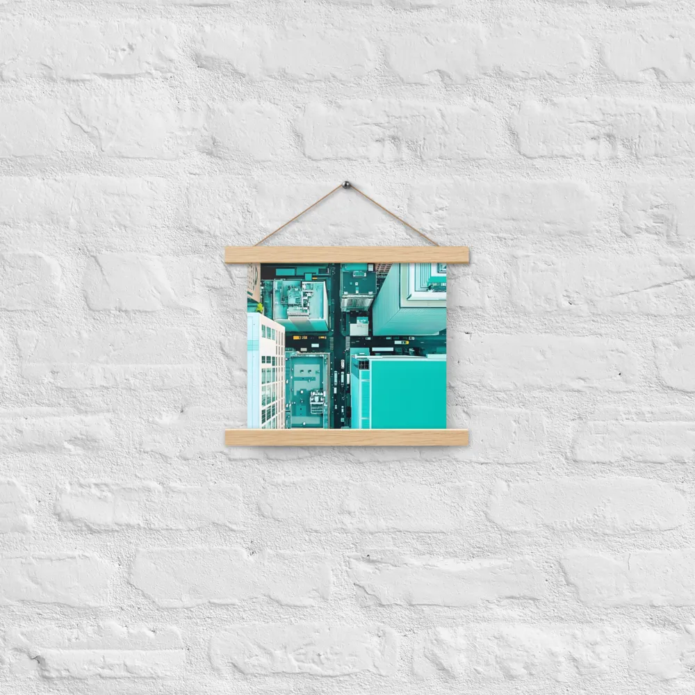 Urban Geometry: Aerial Perspective | Poster With Oak Wood Hanger | 10″×10″