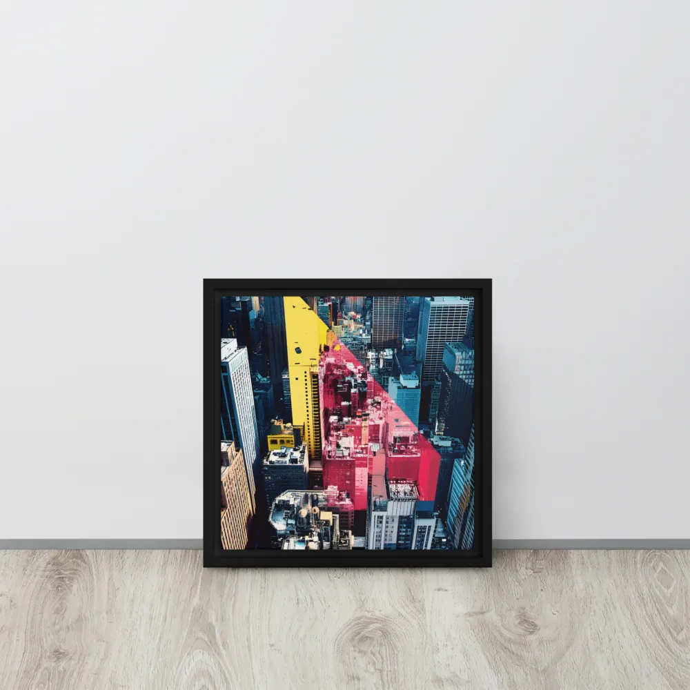 Dynamic Urban Symphony | Canvas with Black Frame | 12″×12″