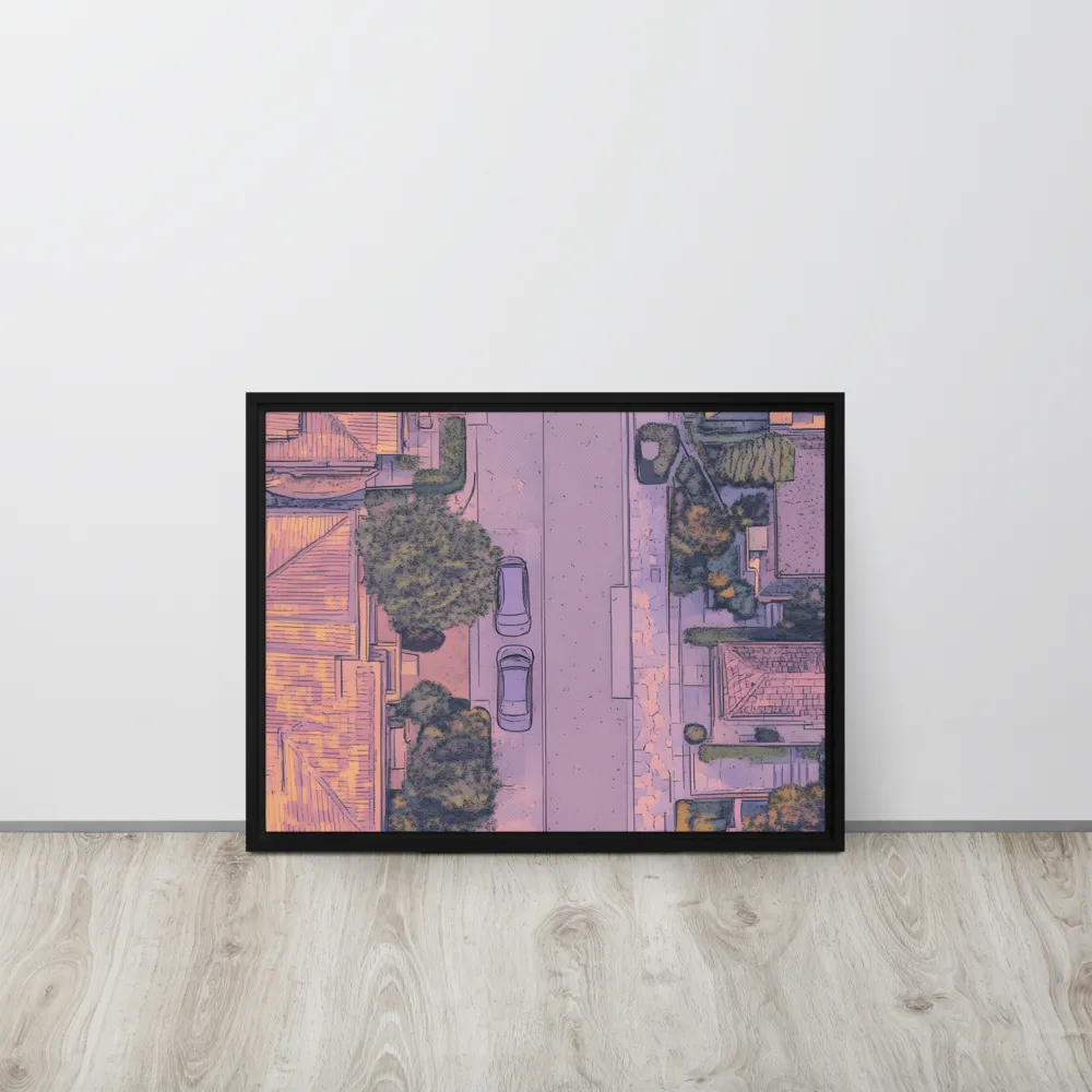 Aerial Serenity: Suburban Oasis | Canvas with Black Frame | 18″×24″