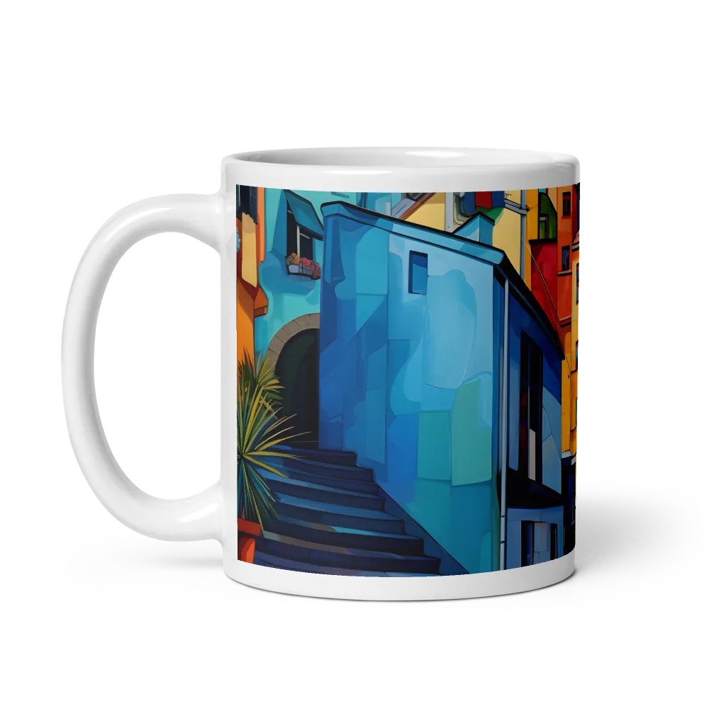 Vibrant Village: A Cubist Journey | Mug with White inside | 11 oz