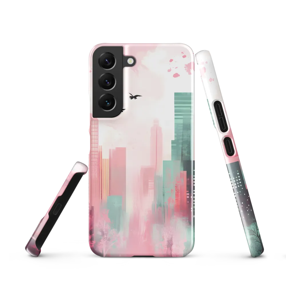 Dreamy Cityscape in Pink and Cyan