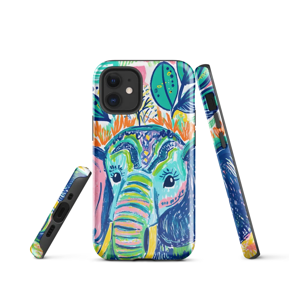 Whimsical Elephant Portrait | Phone Case |  12 mini | Tough Case | Glossy