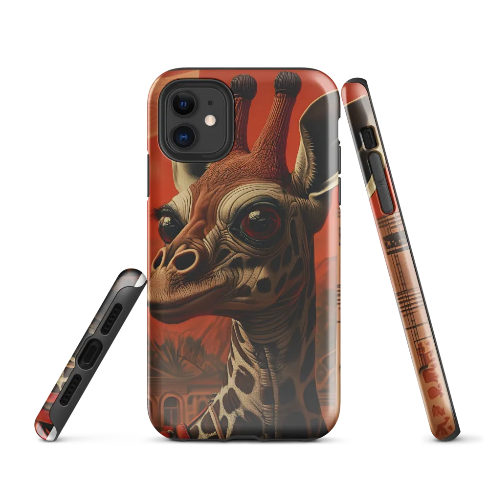 Whimsical Giraffe in an Orange Dreamscape