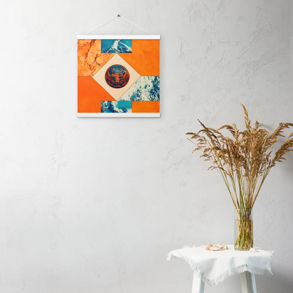 Harmonious Encounters: Abstract Geometry | Poster With White Wood Hanger | 16″×16″