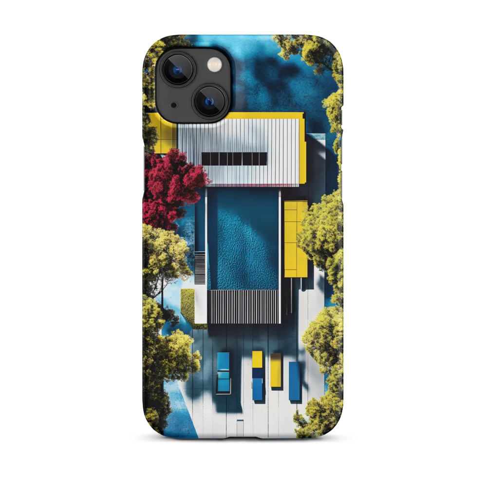 Pool House — Aerial Study in Cyan and Yellow