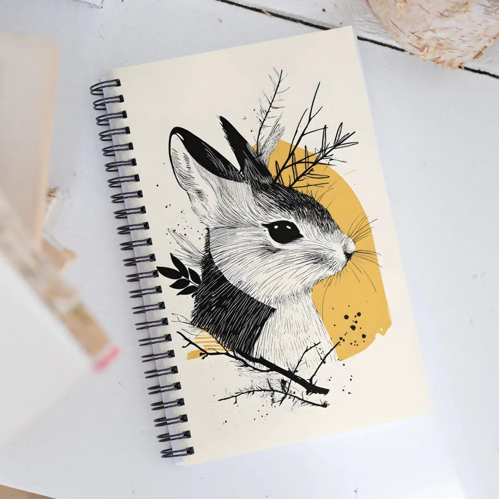 Ethereal Rabbit: A Study in Line Art | Spiral Notebook