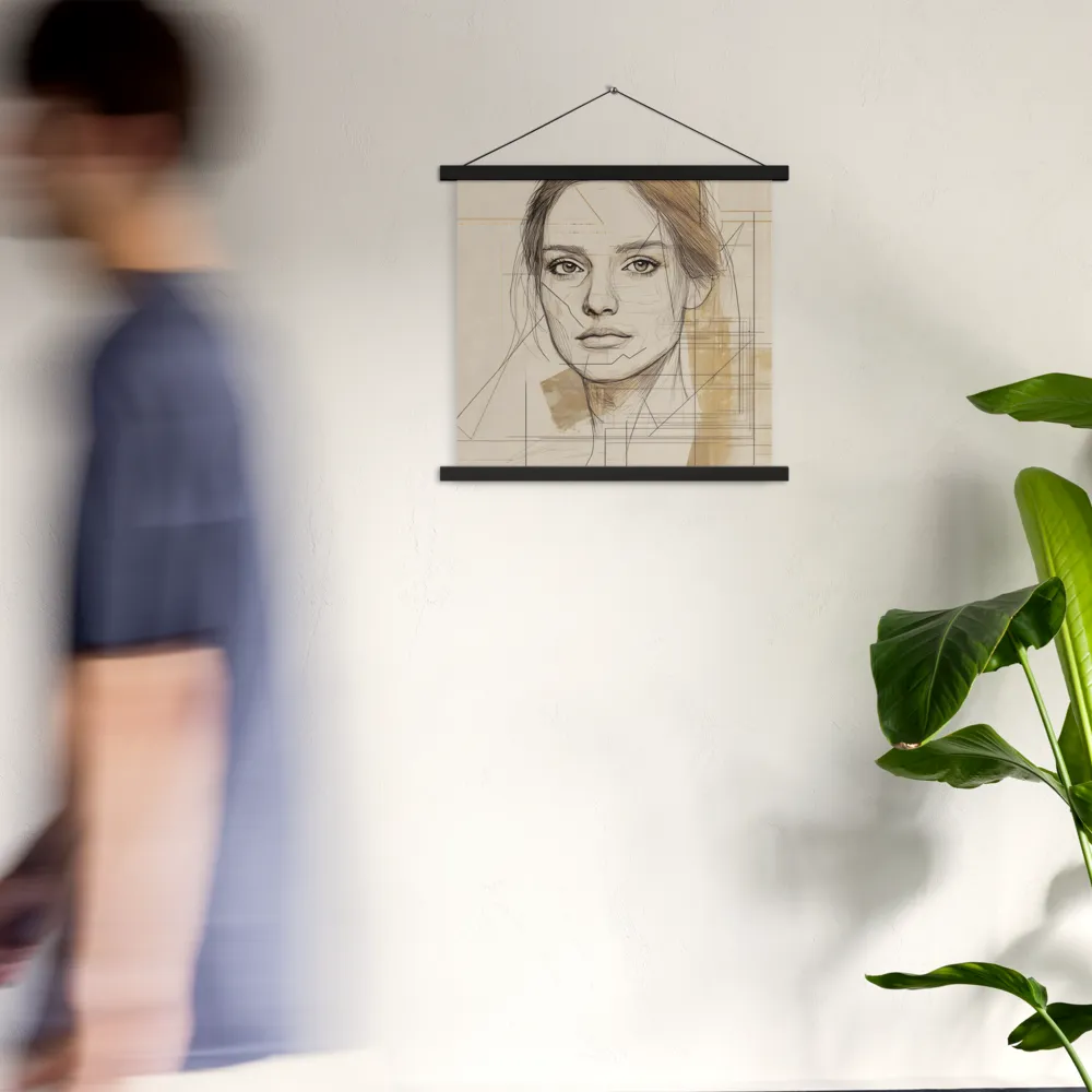 Geometric Elegance: A Modern Portrait | Poster With Black Wood Hanger | 18″×18″