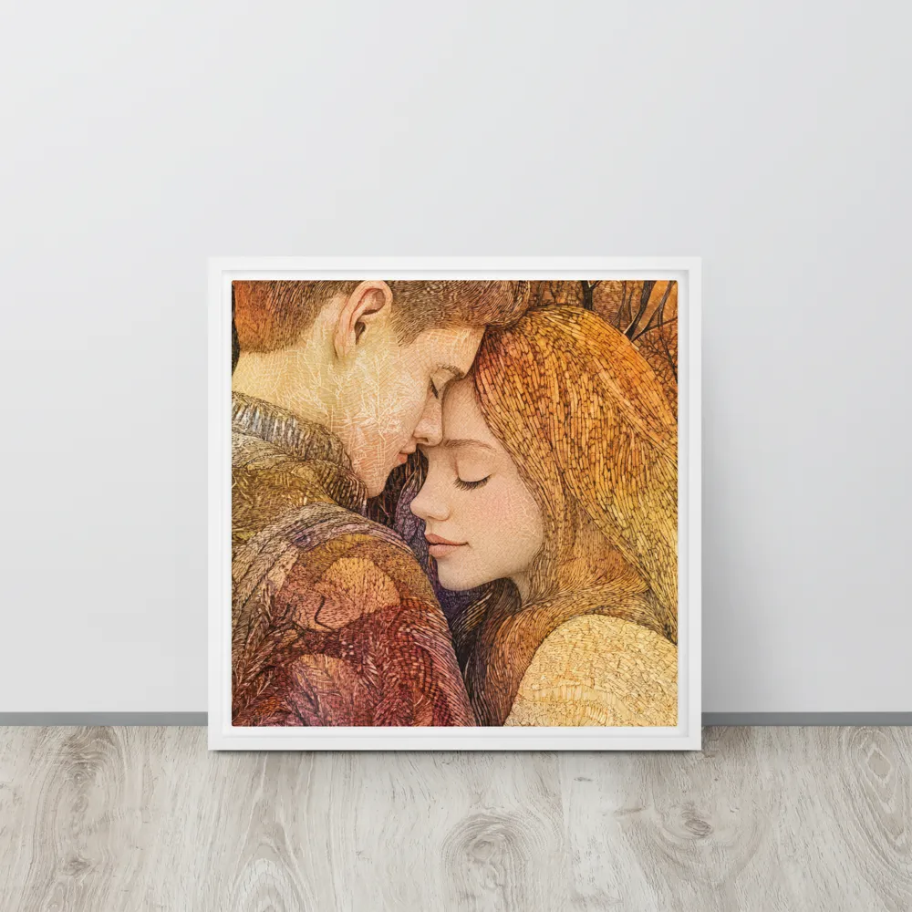 Embrace of Autumn | Canvas with White Frame | 16″×16″