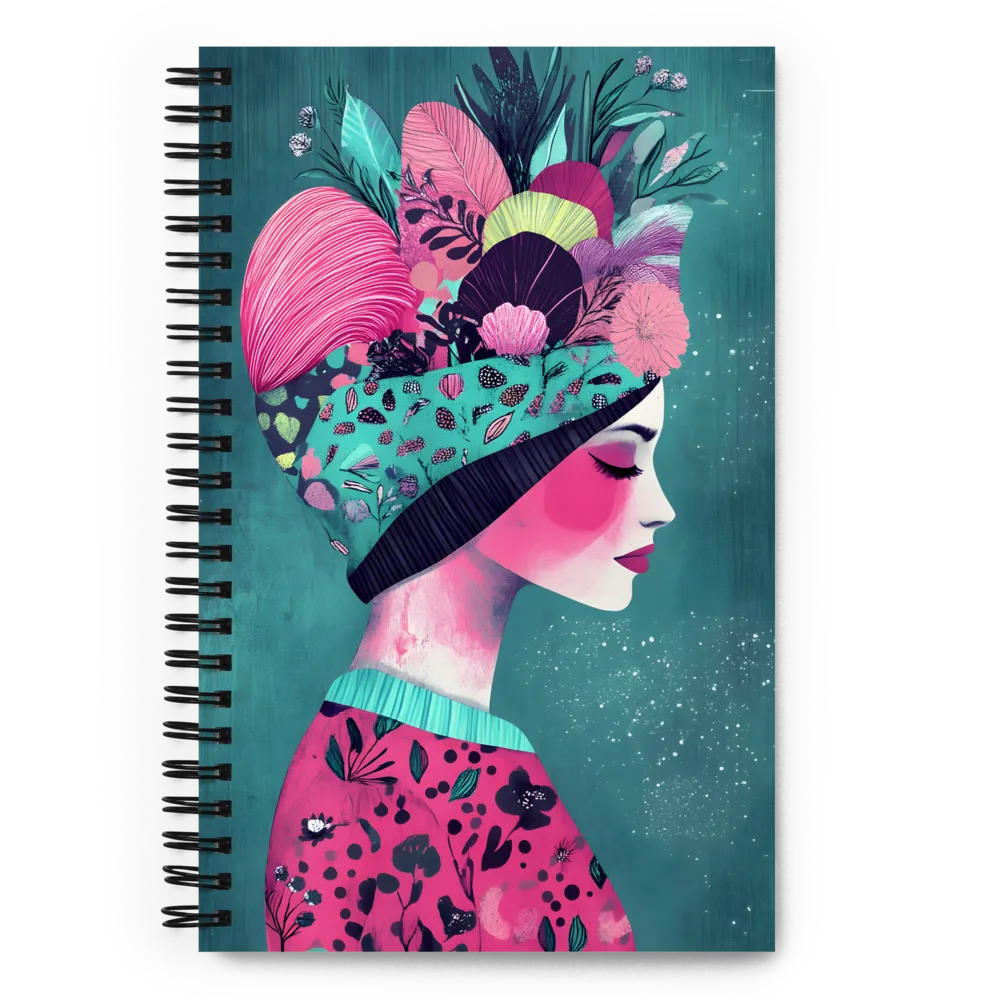 Whimsical Floral Portrait | Spiral Notebook