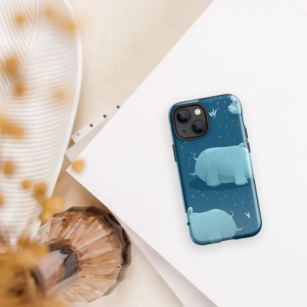 Whimsical Hippo Play | Phone Case |  13 mini | Tough Case | Glossy