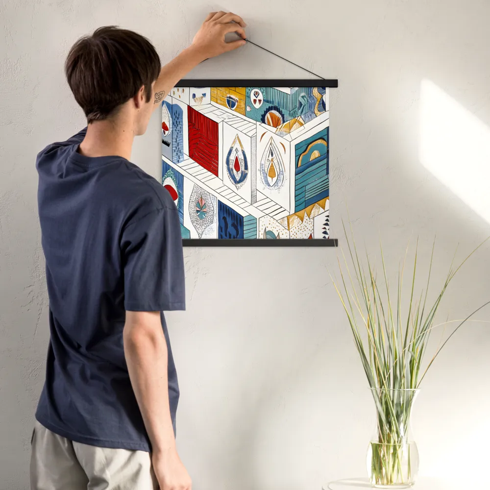 Symphony of Geometric Harmony | Poster With Black Wood Hanger | 18″×18″