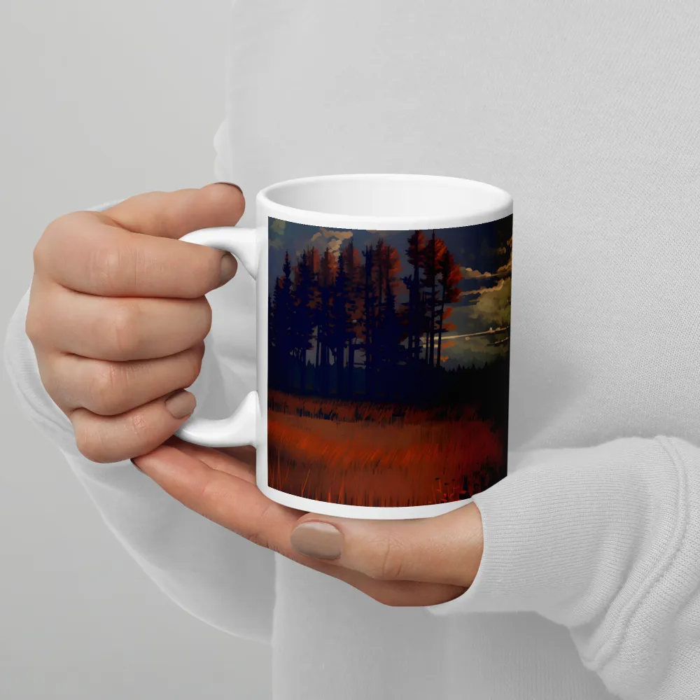 Whispers of Dusk: A Tranquil River Landscape | Mug with White inside | 11 oz