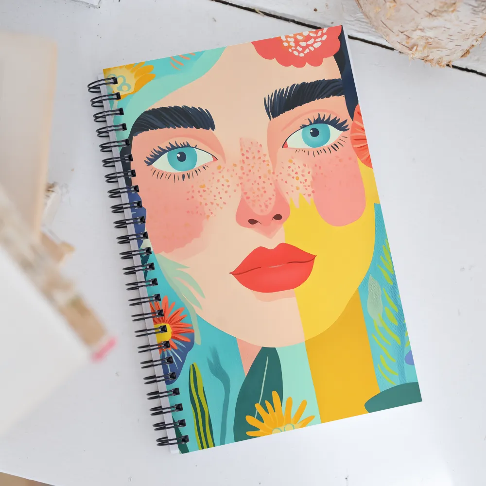 Floral Serenity: A Modern Portrait | Spiral Notebook