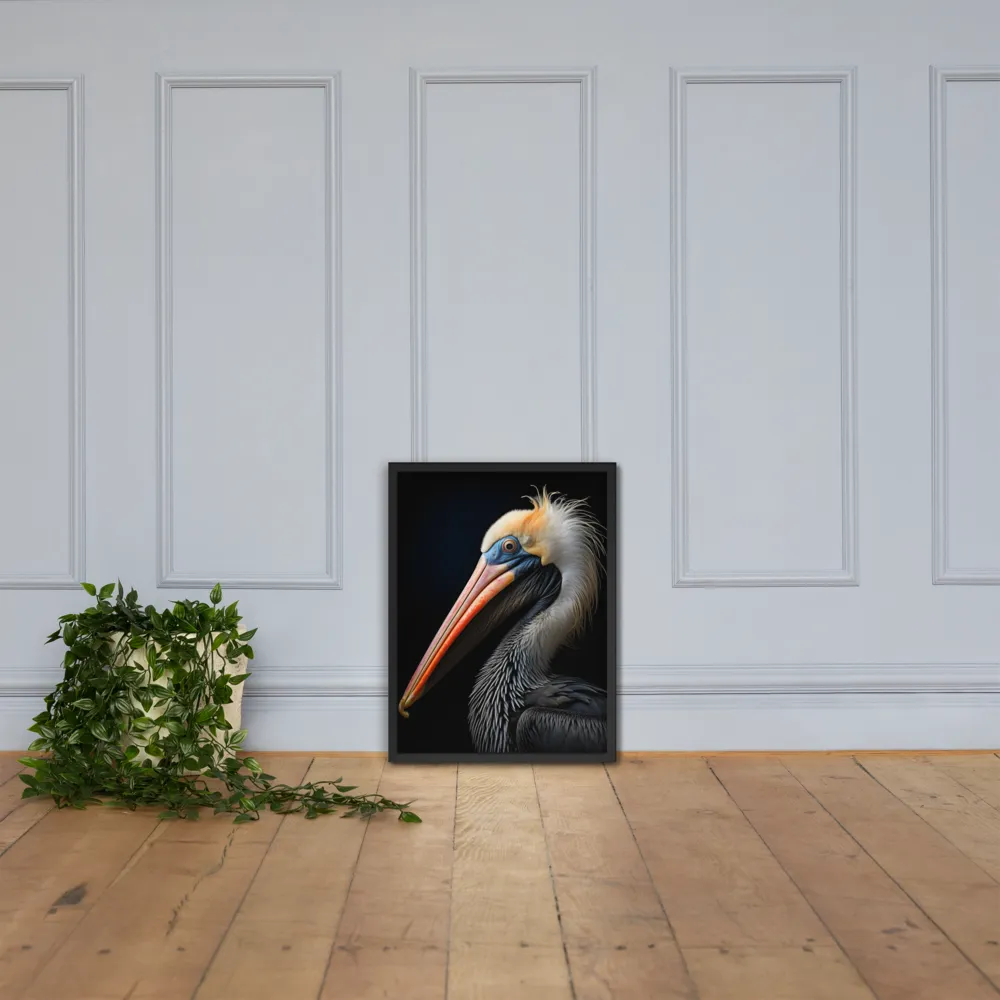 Majestic Portrait of a Pelican | Poster with Black Frame | 18″×24″