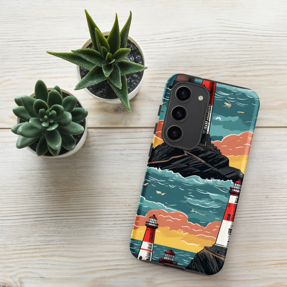 Lighthouses in a Whimsical Ocean | Phone Case |  S23 | Tough Case | Matte