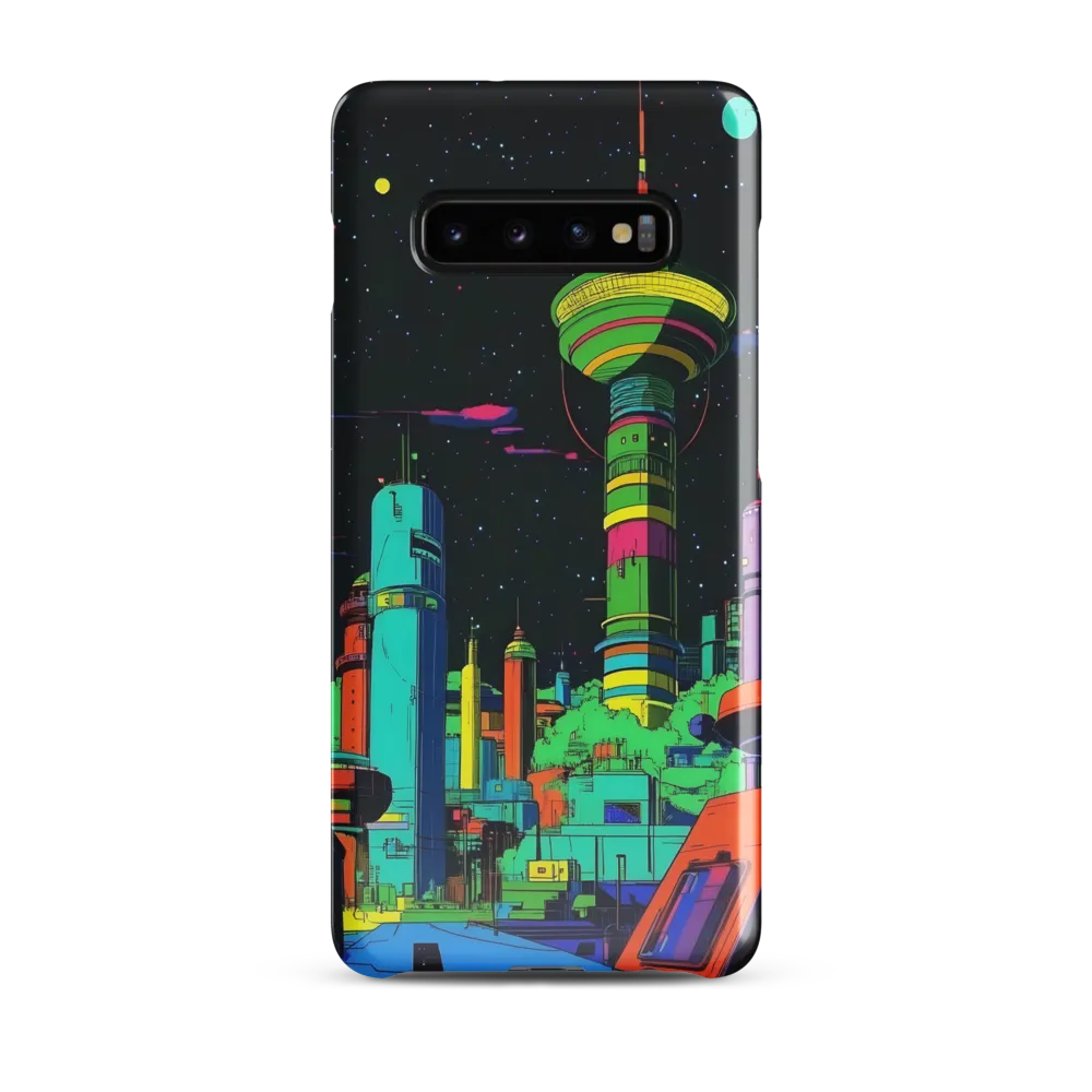 Neon Dreams: A Futuristic Cityscape | Phone Case |  S10 Plus | Snap Case | Glossy