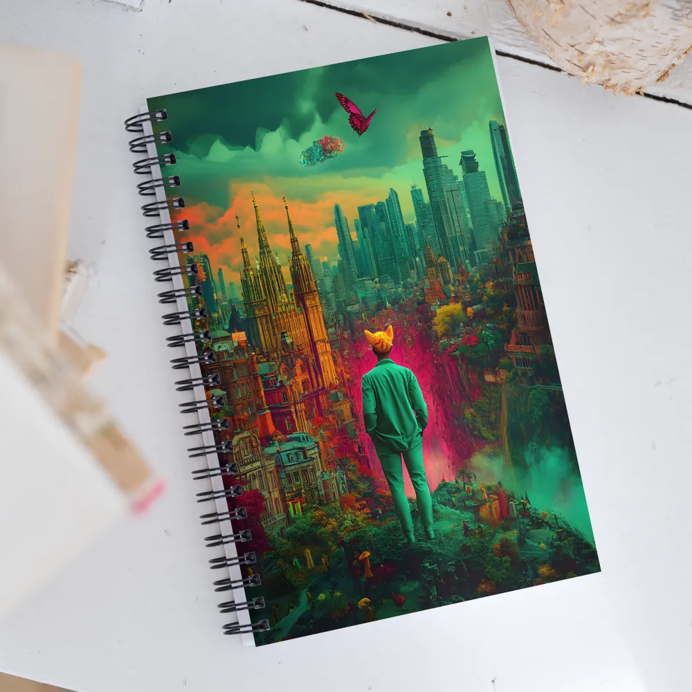 Journey Through a Surreal Cityscape | Spiral Notebook