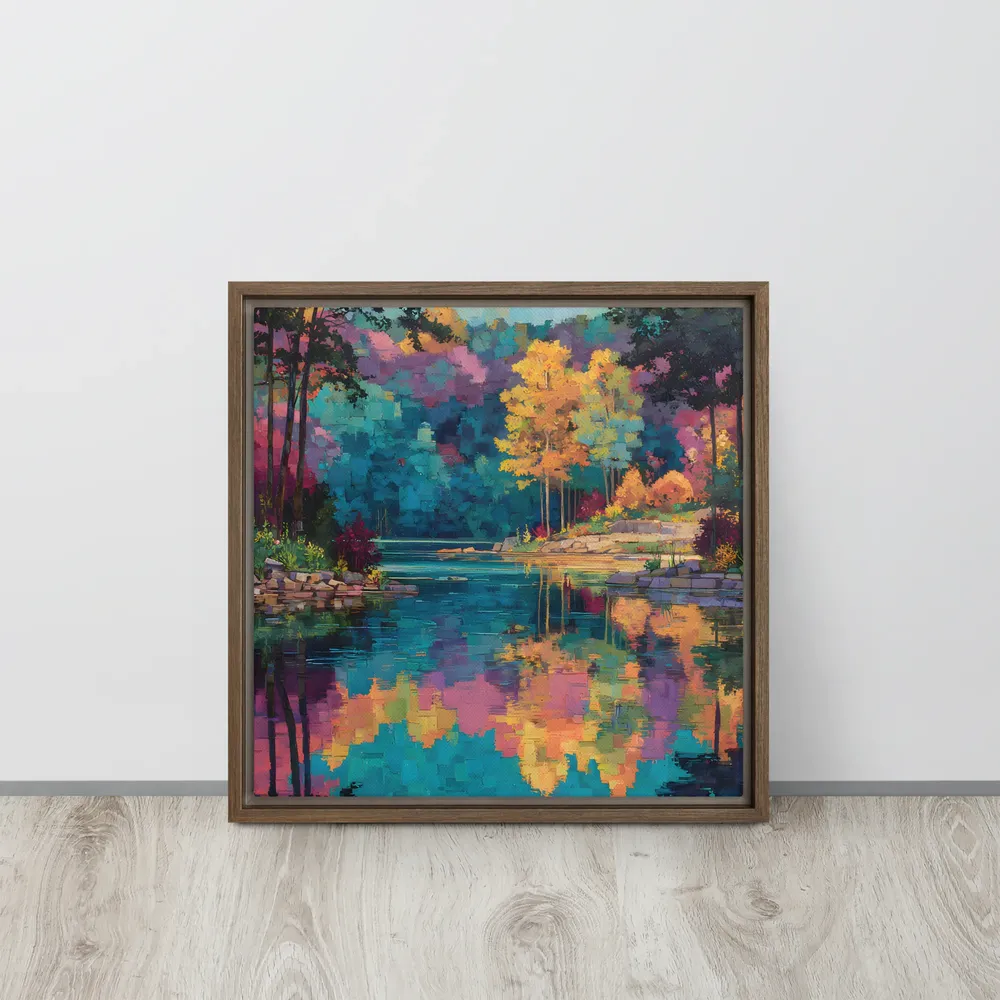 Reflections in Color 
 Canvas with Brown Frame | 16″x 16″