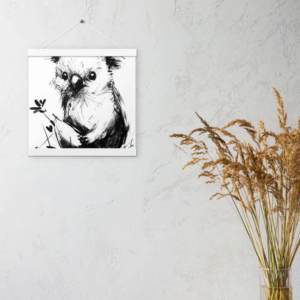 Whimsical Koala in Ink | Poster With White Wood Hanger | 12″×12″
