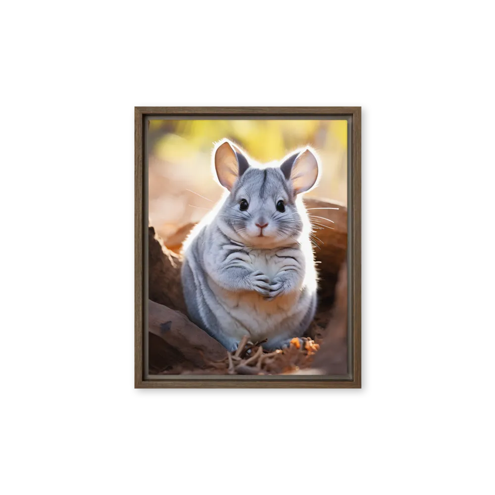 Gentle Whispers of Nature: The Chinchilla | Canvas with Brown Frame | 11″×14″